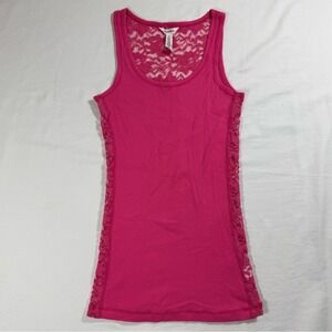 Aeropostale Fuchsia Bright Pink Lace Back Barbie-Core Tank Top Size Small